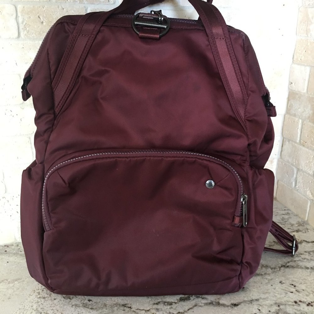 Pacsafe Burgundy Backpack